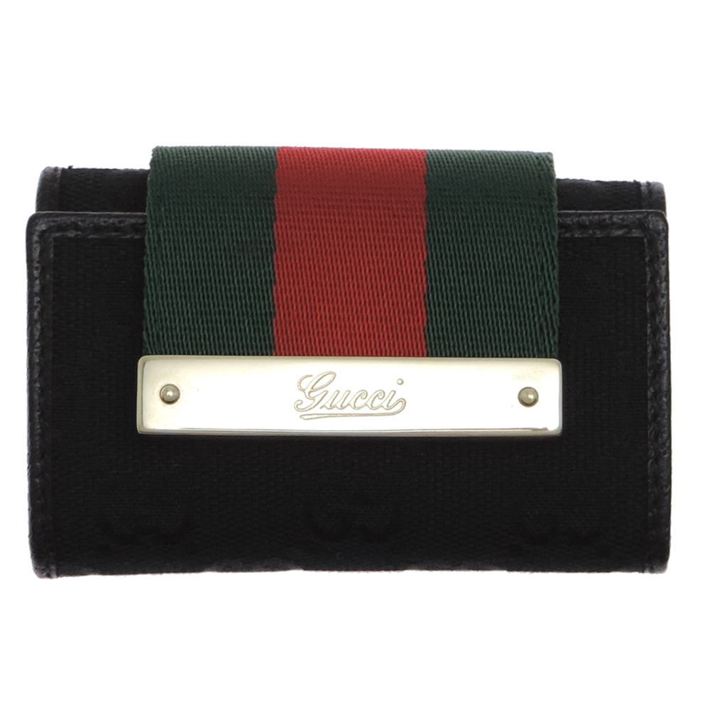 Gucci 6-ring key case for women and men, 181673 GG canvas, black.